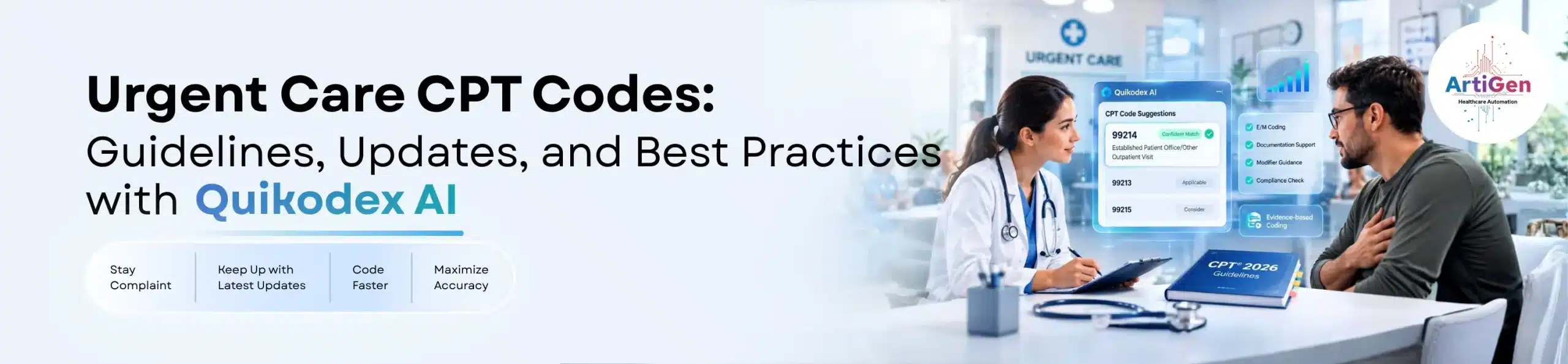 Quikodex AI for urgent care coding, CPT code validation, documentation review, and billing automation