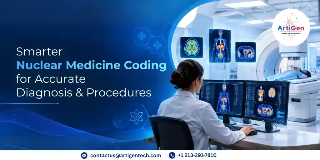 RadioNEX AI nuclear medicine procedure coding workflow